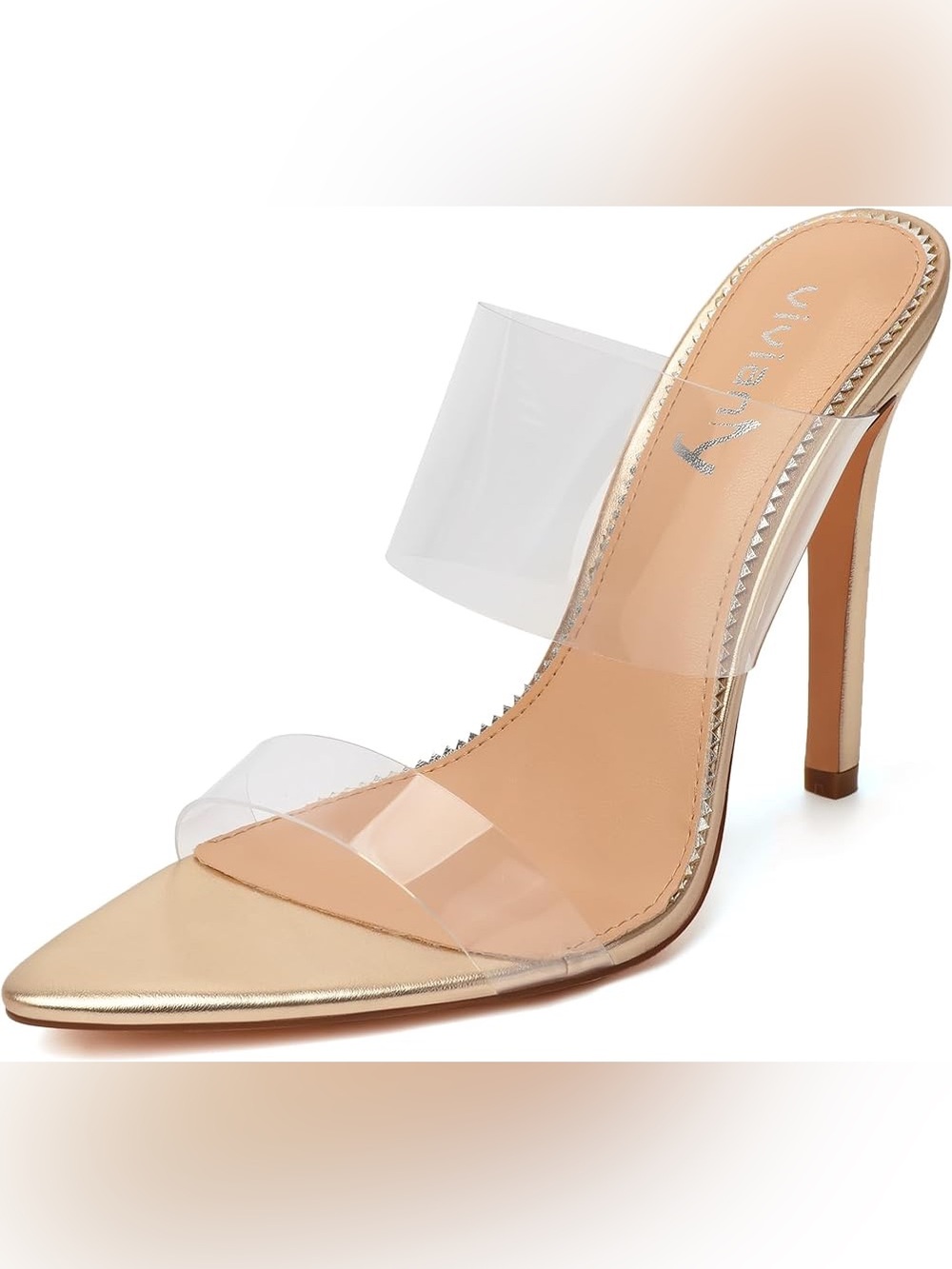Clear Strap High Heel Sandal in Nude and Clear
